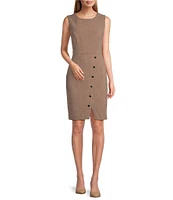 Kasper Pebble Crepe Crew Neck Sleeveless Coordinating Sheath Dress