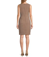 Kasper Pebble Crepe Crew Neck Sleeveless Coordinating Sheath Dress