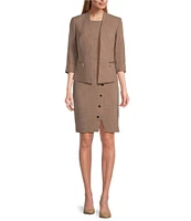 Kasper Pebble Crepe Crew Neck Sleeveless Coordinating Sheath Dress