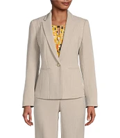 Kasper Pebble Crepe Notch Lapel Long Sleeve Seamed One Button Jacket