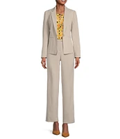 Kasper Pebble Crepe Notch Lapel Long Sleeve Seamed One Button Jacket