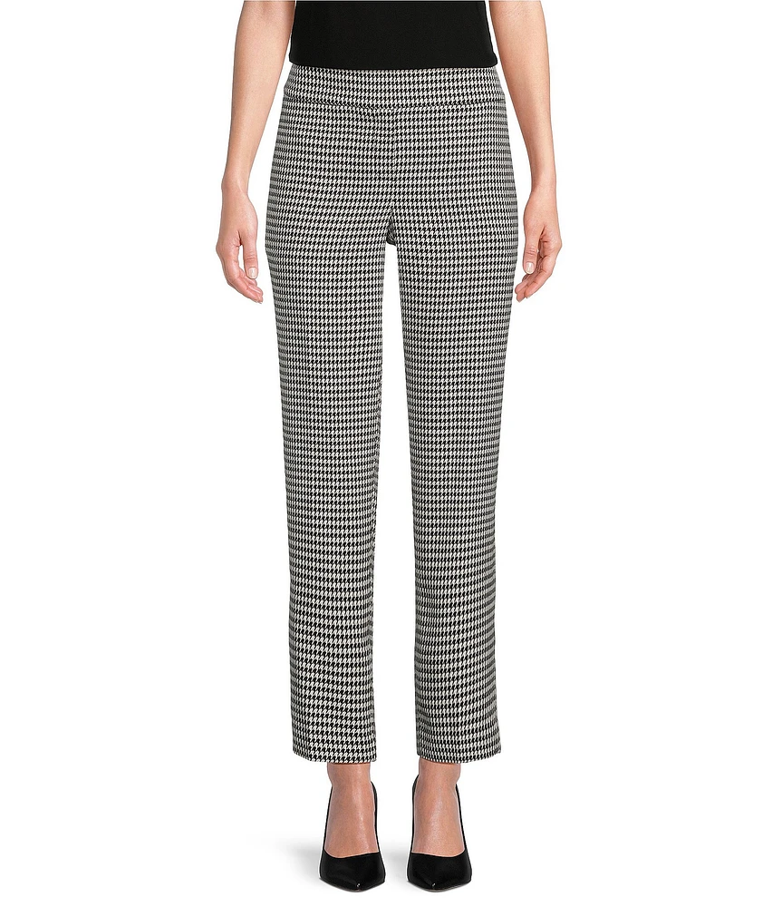 Kasper Petite Houndstooth Crepe Slim-Leg Ankle Length Pant