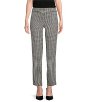 Kasper Petite Houndstooth Crepe Slim-Leg Ankle Length Pant