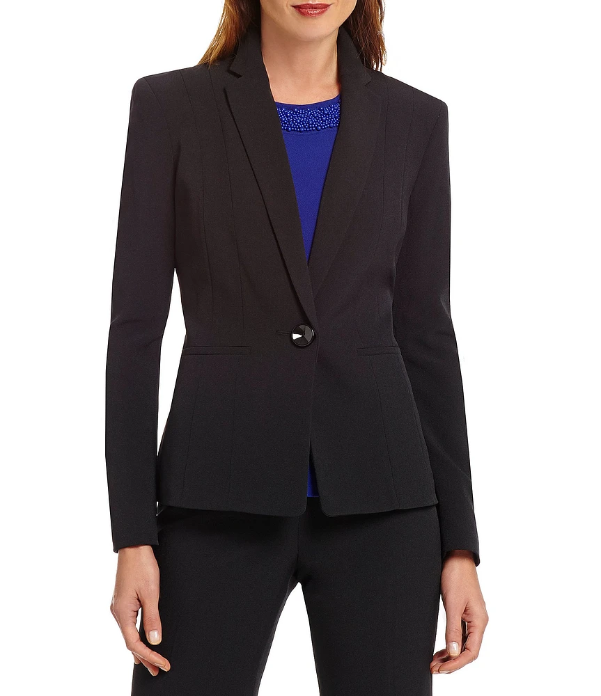 Kasper Petite Size One-Button Crepe Jacket