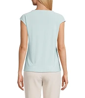 Kasper Petite Size Beaded Round Neck Cap Sleeve Top