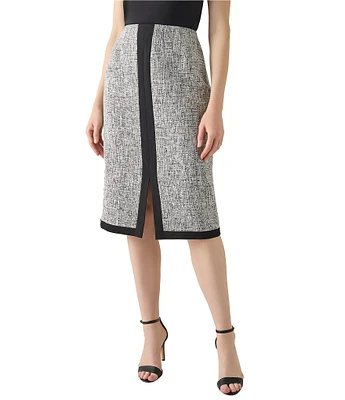 Kasper Petite Size Center Front Color Block Slit Skimmer Skirt