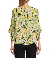 Kasper Petite Size Chiffon 3/4 Ruffle Sleeve Blouse
