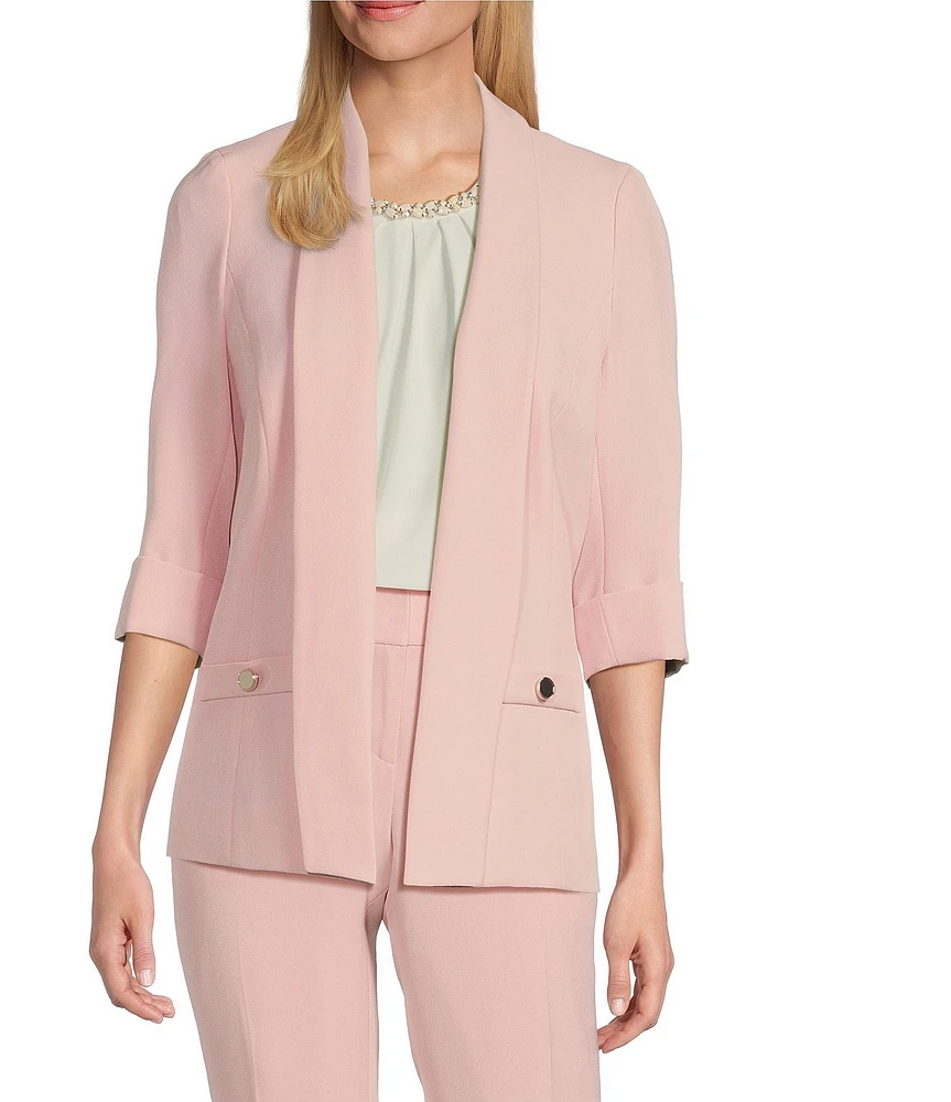 Kasper Petite Size Crepe 3/4 Sleeve Crepe Cardigan