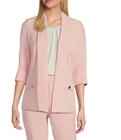 Kasper Petite Size Crepe 3/4 Sleeve Crepe Cardigan