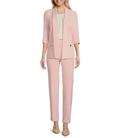 Kasper Petite Size Crepe 3/4 Sleeve Crepe Cardigan