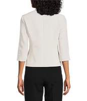 Kasper Petite Size Crepe 3/4 Sleeve Zip Pocket Cardigan