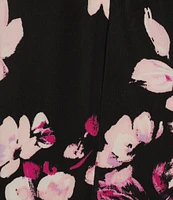 Kasper Petite Size Floral Short Sleeve Tie Waist Fit & Flare Dress