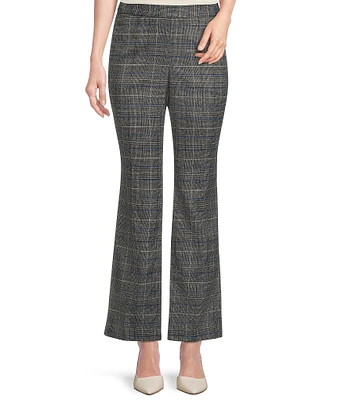 Kasper Petite Size Glen Plaid Print Pull-On Elastic Back Flat Front Trouser Pants