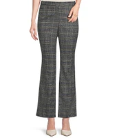 Kasper Petite Size Glen Plaid Print Pull-On Elastic Back Flat Front Trouser Pants