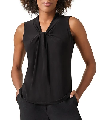 Kasper Petite Size Knot-Front V-Neck Sleeveless Blouse