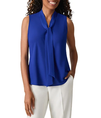 Kasper Petite Size Sleeveless V-Neck Tie Front Sash Blouse