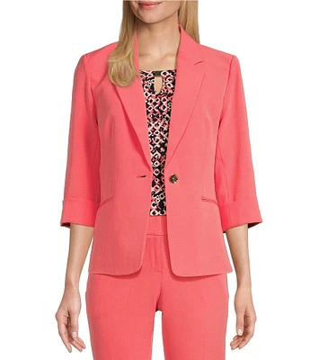 Kasper Petite Size Stretch Crepe Notch Lapel Rolled Cuff Sleeve Coordinating Blazer