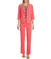 Kasper Petite Size Stretch Crepe Notch Lapel Rolled Cuff Sleeve Coordinating Blazer