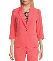 Kasper Petite Size Stretch Crepe Notch Lapel Rolled Cuff Sleeve Coordinating Blazer