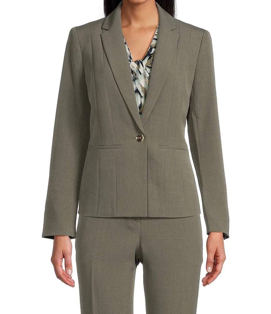 Kasper Petite Size Stretch Crepe Notch Lapel Neckline Long Sleeve Blazer