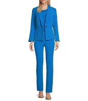 Kasper Petite Size Stretch Crepe One Button Panel Seamed Blazer