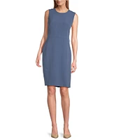 Kasper Petite Size Stretch Crepe Princess Seam Crew Neck Sleeveless Sheath Dress