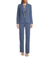 Kasper Petite Stretch Crepe Notch Collar Long Sleeve Blazer