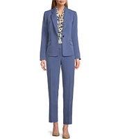 Kasper Petite Stretch Crepe Notch Lapel Long Sleeve Fitted Coordinating One Button Blazer