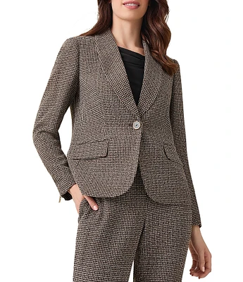 Kasper Petite Tweed Shawl Collar One-Button Jacket