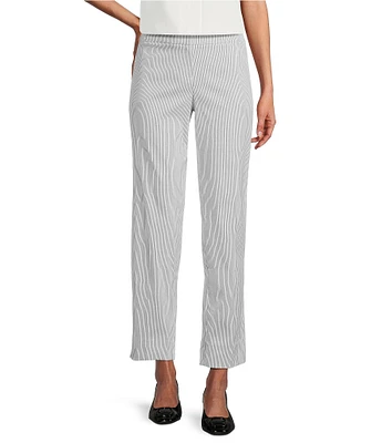 Kasper Pinstripe Elastic Back Straight Leg Pants