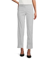 Kasper Pinstripe Elastic Back Straight Leg Pants