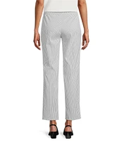 Kasper Pinstripe Elastic Back Straight Leg Pants