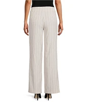 Kasper Pinstripe Fly Front Wide Leg Pants