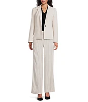 Kasper Pinstripe Fly Front Wide Leg Pants