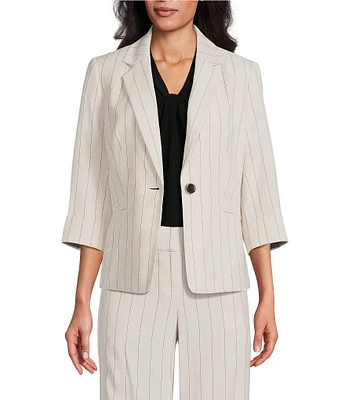 Kasper Pinstripe Notch Collar One-Button Jacket