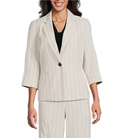 Kasper Pinstripe Notch Collar One-Button Jacket