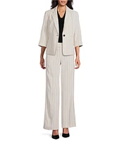 Kasper Pinstripe Notch Collar One-Button Jacket