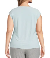 Kasper Plus Size Beaded Round Neck Cap Sleeve Top
