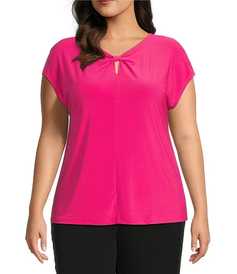 Kasper Plus Size Cap Sleeve Scrunch Front Top