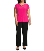 Kasper Plus Size Cap Sleeve Scrunch Front Top