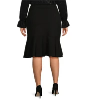 Kasper Plus Size Compression Pull-On Flounce Skirt