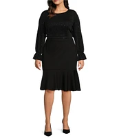 Kasper Plus Size Compression Pull-On Flounce Skirt