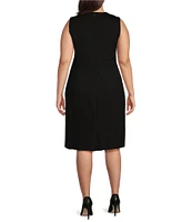 Kasper Plus Size Compression Sleeveless Crew Neck Sheath Dress