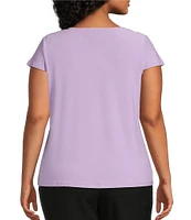 Kasper Plus Size Cowl Neck Cap Sleeve Knit Top