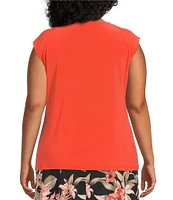 Kasper Plus Size Cowl Neck Raglan Cap Sleeve Top