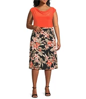 Kasper Plus Size Cowl Neck Raglan Cap Sleeve Top