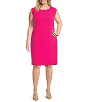 Kasper Plus Size Crepe Cap Sleeve Princess Seam Sheath Dress