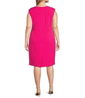 Kasper Plus Size Crepe Cap Sleeve Princess Seam Sheath Dress