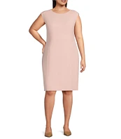 Kasper Plus Size Crepe Cap Sleeve Princess Seam Sheath Dress