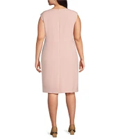 Kasper Plus Size Crepe Cap Sleeve Princess Seam Sheath Dress
